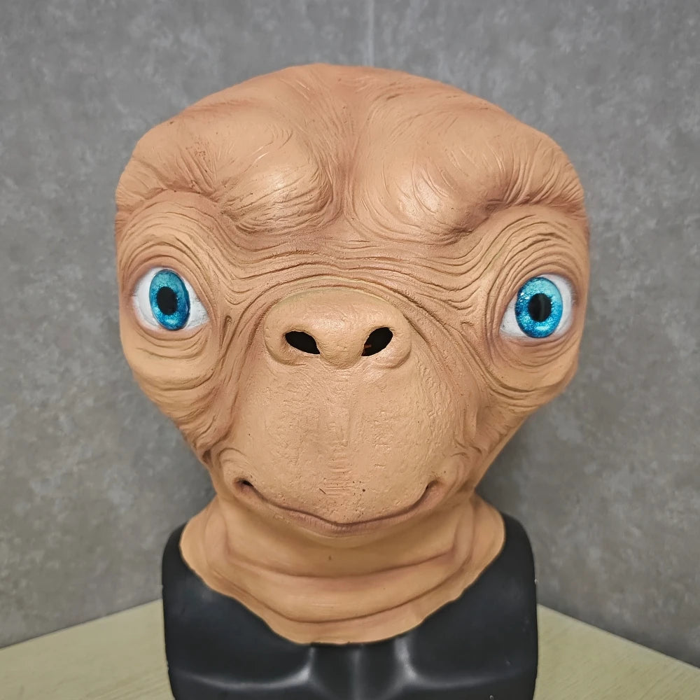 ET Alien Latex Mask Halloween Carnival Party Movie E.T. the Extra-Terrestrial Realistic Cosplay Creepy E.T. Alien Full Head Mask