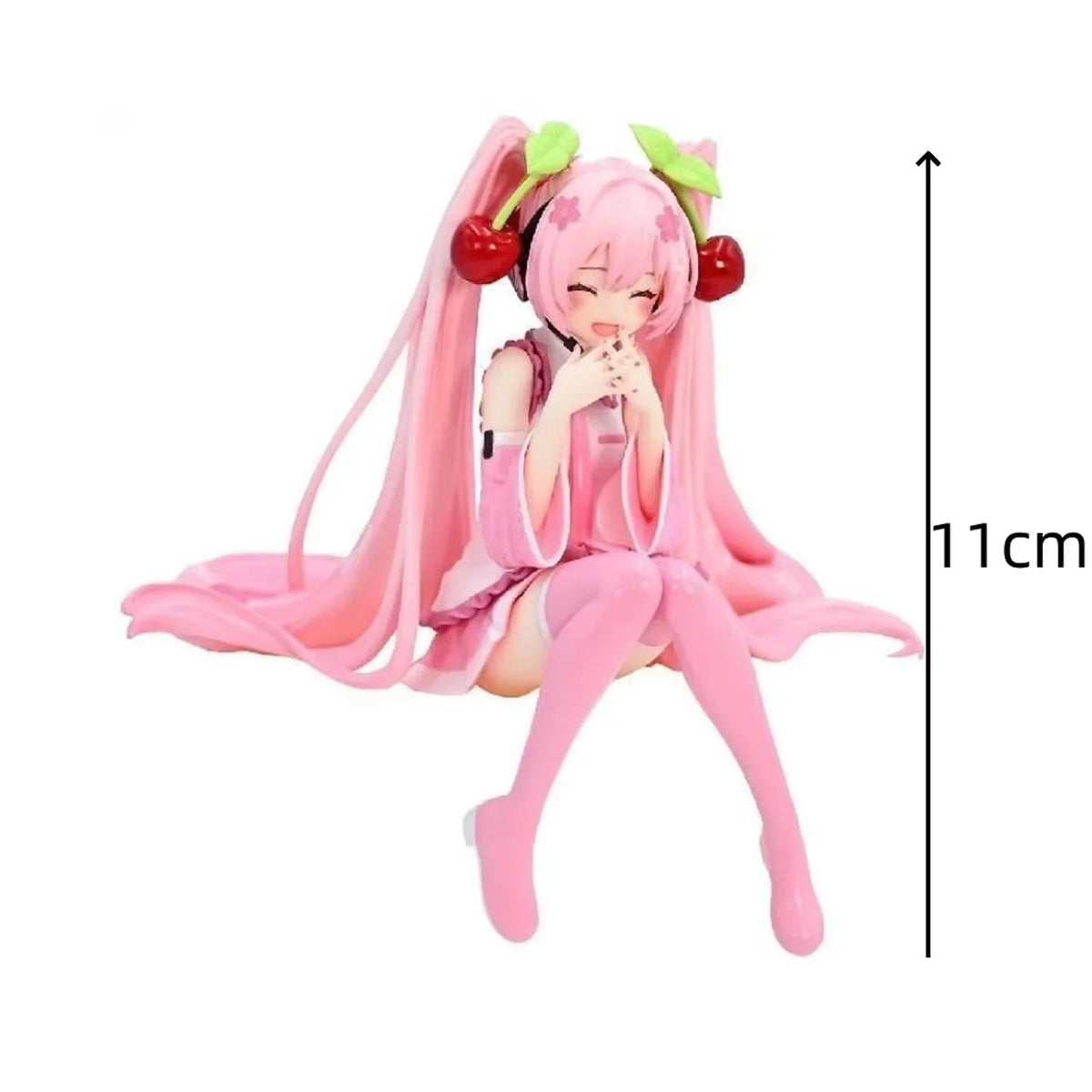 Sakura Hatsune Miku Collectible Figures Vocaloid Theme Cherry Headwear Design Cute Seated Posture Desktop Decor Fan Merchandise