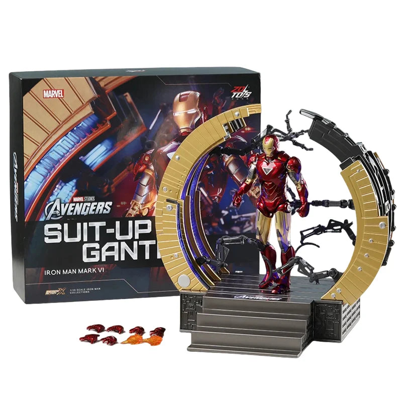 ZD Toys Iron Man MK6 With Suit-up Gantry MK4 With Suit-up Gantry Action Figure Iron Patriot Adult Collection Figure Gift