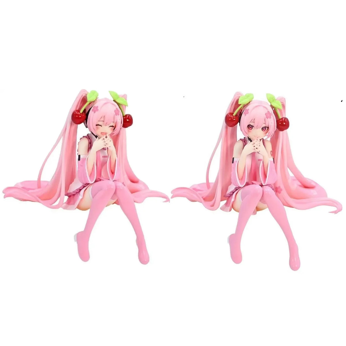 Sakura Hatsune Miku Collectible Figures Vocaloid Theme Cherry Headwear Design Cute Seated Posture Desktop Decor Fan Merchandise