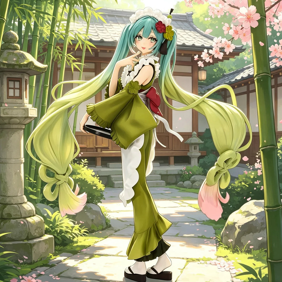 Hatsune Miku Matcha Parfait Collectible Figure – Sweet Maid Design, Premium PVC Material, Desktop Display & Fan Merchandise