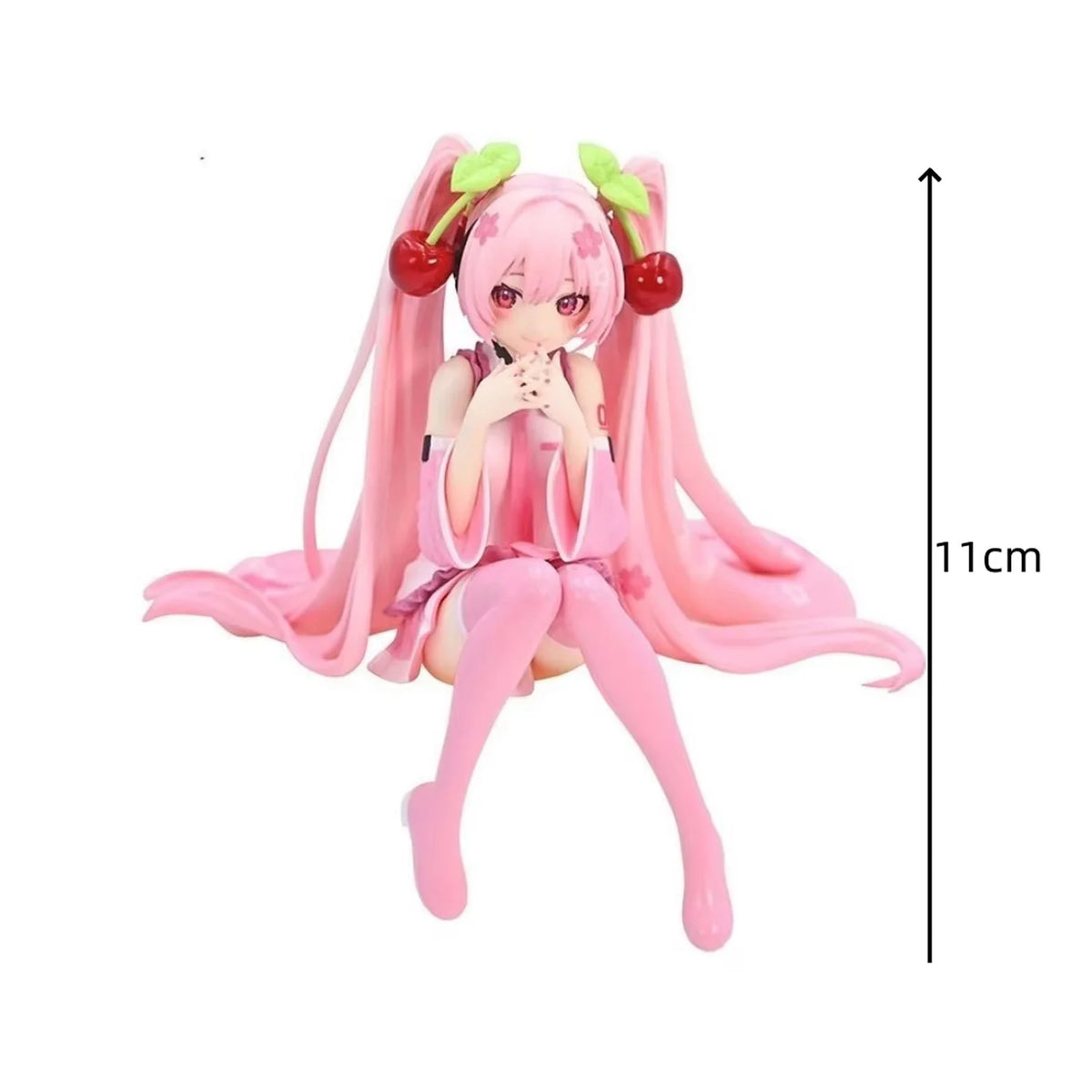 Sakura Hatsune Miku Collectible Figures Vocaloid Theme Cherry Headwear Design Cute Seated Posture Desktop Decor Fan Merchandise