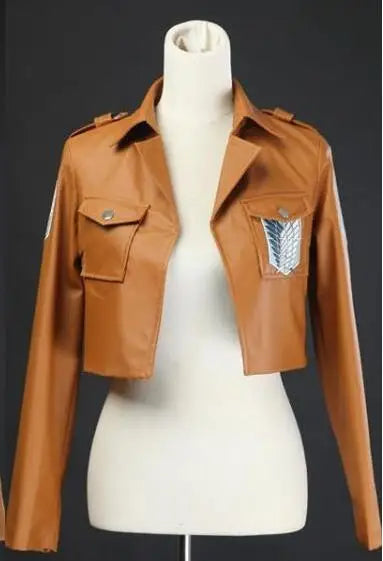 Cosplay Jacket PU Men And Women Mikasa Ackerman Eren Jaeger Cos Coat Leather Tops