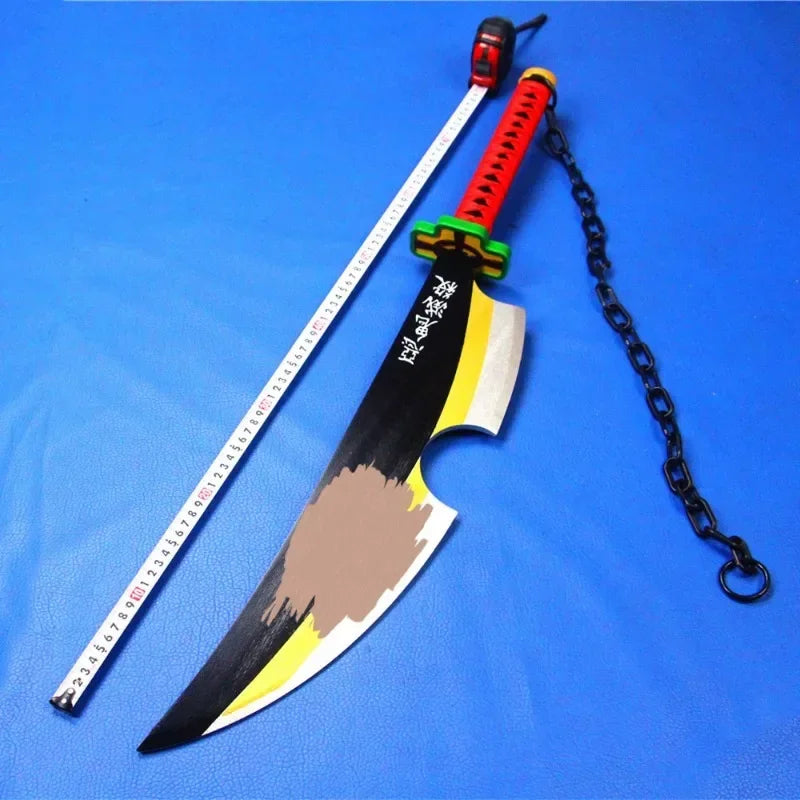 31in Demon Slayer Uzui Tengen Katana Anime Kimetsu No Yaiba Blade Sword Cosplay Prop Real Japanese Katana Samurai Sabre Toy Gift