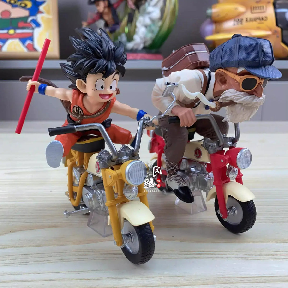 New 13cm Dragon Ball Z Anime Figure Son Goku Master Roshi Locomotives PVC Action Kame Sennin Motorcycle Toys for Children