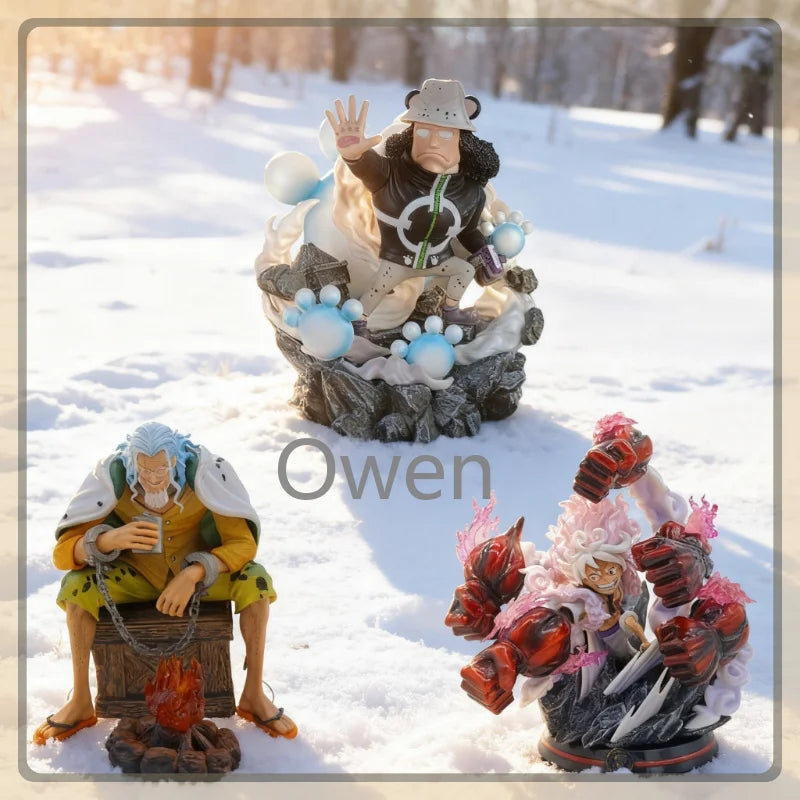Luffy Gear 5 Nika & Rayleigh Sitting & Kuma Hand Sign Pose One Piece  Action Figures PVC Statue Anime Collectible Model Toy Gift