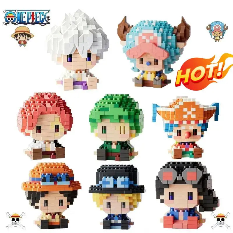 ONE PIECE Sun God Nika Luffy Micro Building Block Chopper Ace Buggy -3D Anime Model Assembly Mini Bricks Figure Toys For Gift