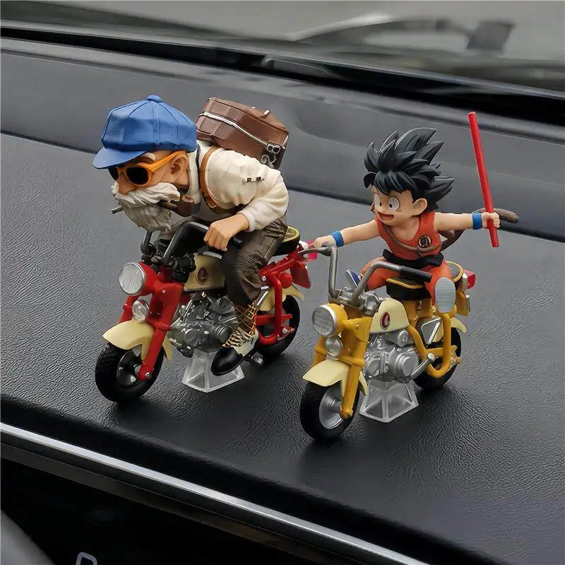 New 13cm Dragon Ball Z Anime Figure Son Goku Master Roshi Locomotives PVC Action Kame Sennin Motorcycle Toys for Children