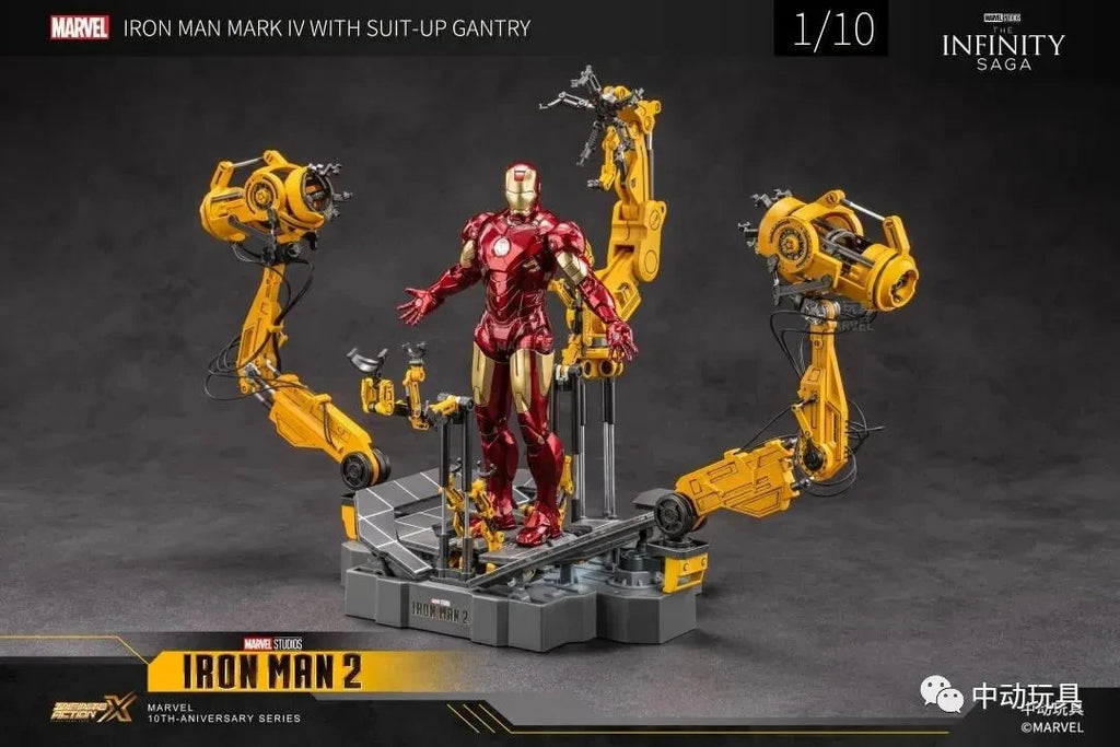 ZD Toys Iron Man MK6 With Suit-up Gantry MK4 With Suit-up Gantry Action Figure Iron Patriot Adult Collection Figure Gift