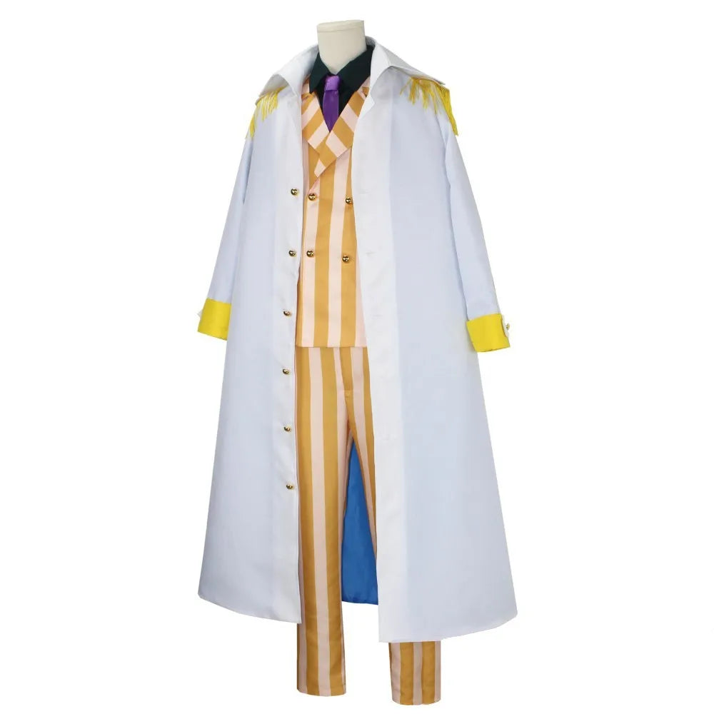 NEW Anime Borsalino Cosplay Costume Admiral Kizaru Cloak And Uniform Suit Halloween Navy General Performance Costumes