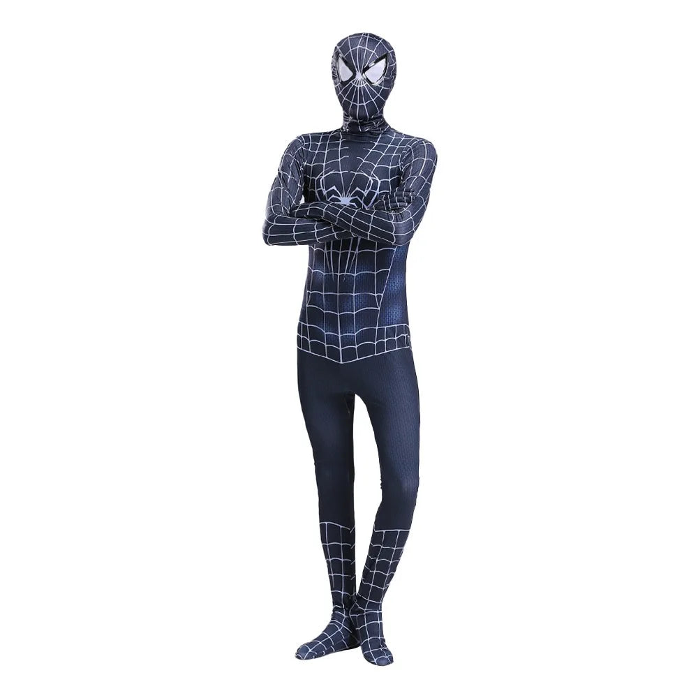 Halloween Role‑Play Bodysuit Stretchy Full Jumpsuit With Headcover Hero Themed Outfit For Cosplay Enthusiasts