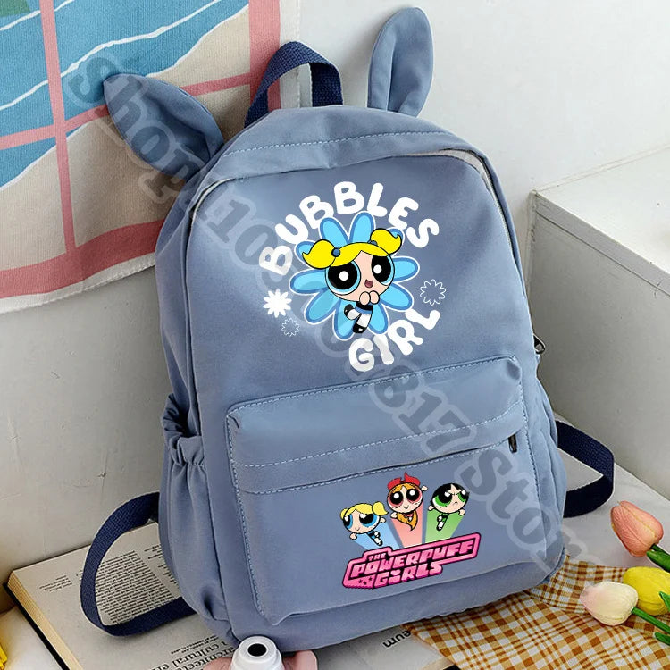Kawaii The Powerpuffs Girls Anime Cute Schoolbag Student Cartoon Casual Backpack Fashion Book Bag Stationery Storage Pouch Gifts