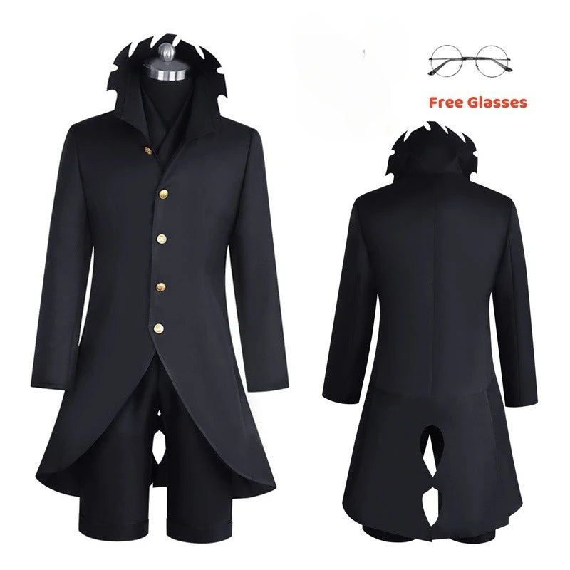 Ken Takakura Okarun Cosplay Costume Anime Dandadan Okarun Granny's Powers Black Uniform Face Cover Glasses for Women Men