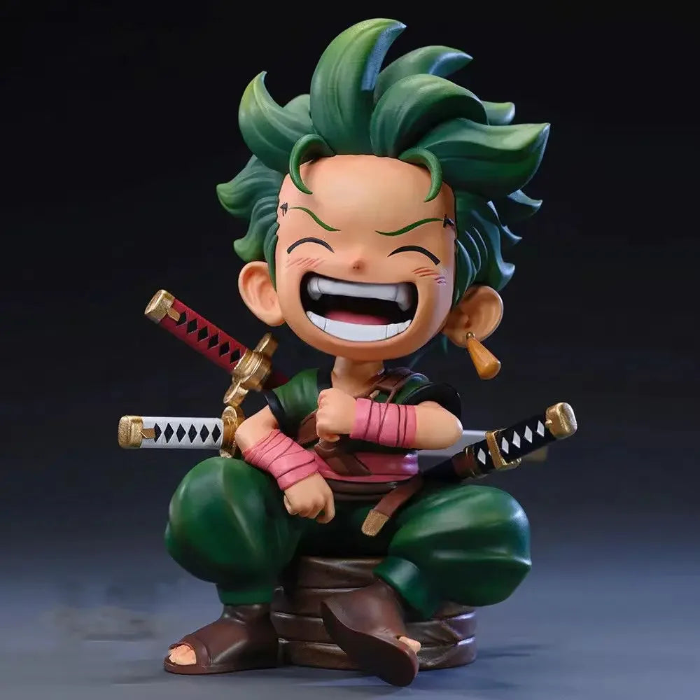 13cm Anime One Piece action figures Q-version sitting Luffy Zoro Sanji trendy toys doll models car ornaments Birthday Gifts toys