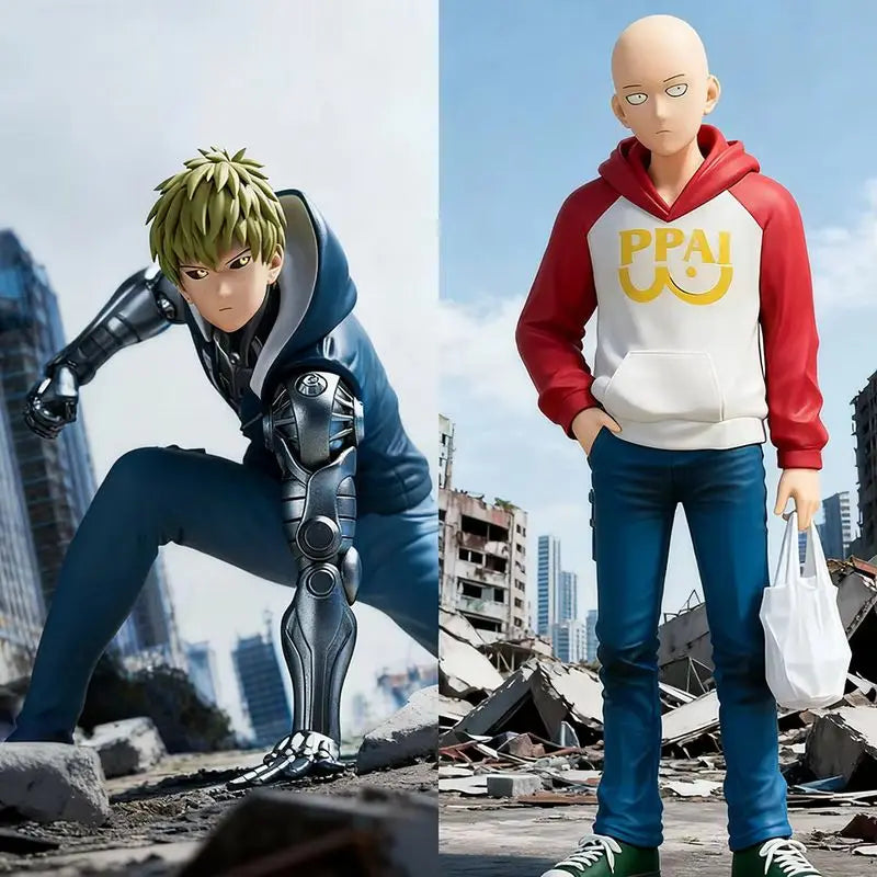 16cm One Punch Man Anime Figure Hoodie Saitama Action Figure Devil S-level Hero Genos Figurine PVC Collection Model Doll Toys