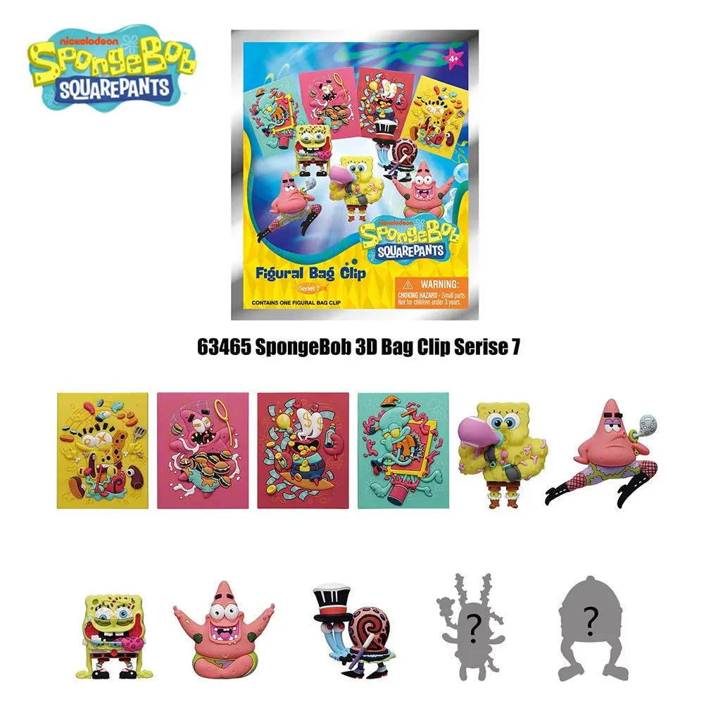 Random 1PC SpongeBob Officially Licensed PVC Blind Bag 3D Figure Bag Clip Keychain SpongeBob Patrick Squidward Collectible Toys