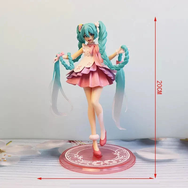 Anime Figure Collection: Hatsune Miku Statue Figurines and Case Widget