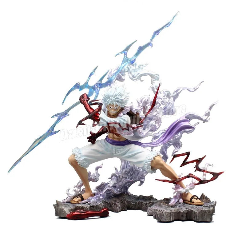 GK One Piece Sun God Nika Luffy Action Figure with Lamp Collection Model Toys Holding Lightning Gear 5 Monkey D Luffy Figurine