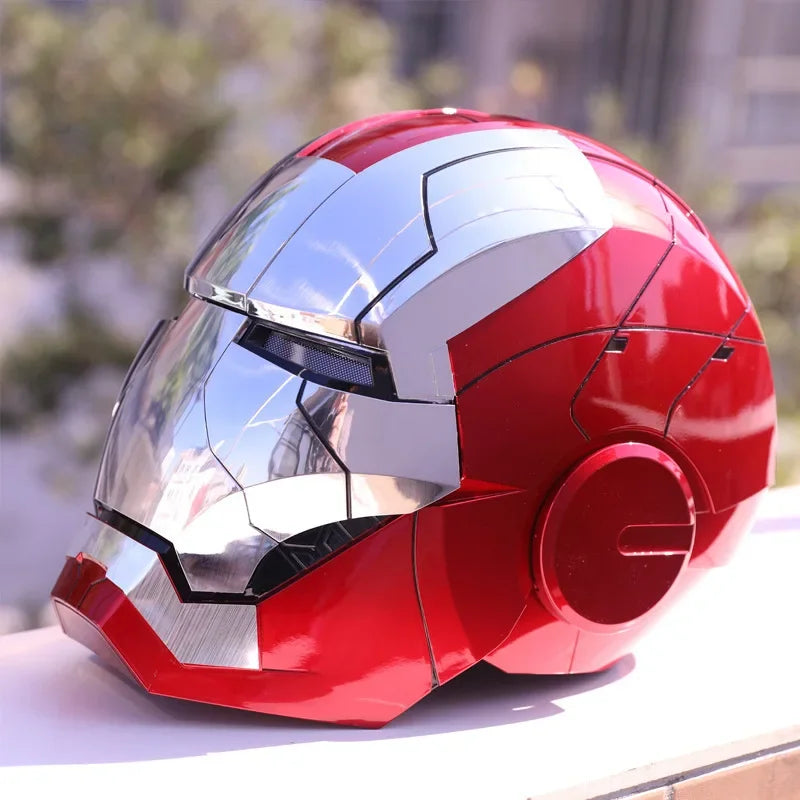 Marvel 1:1 Iron Man Mk5 Jarvis Helmet Remote Voice Control Auto Helmet Mask With Led Light Figure Boy Christmas Birthday Gift