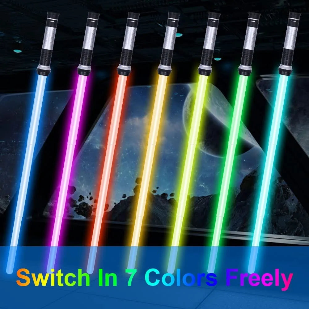 2pcs Led Light Up Saber with Sound 7 Colors Lightsaber Light Sword for Star War Fighters & Warriors Cosplay Luminous Weapon Toy