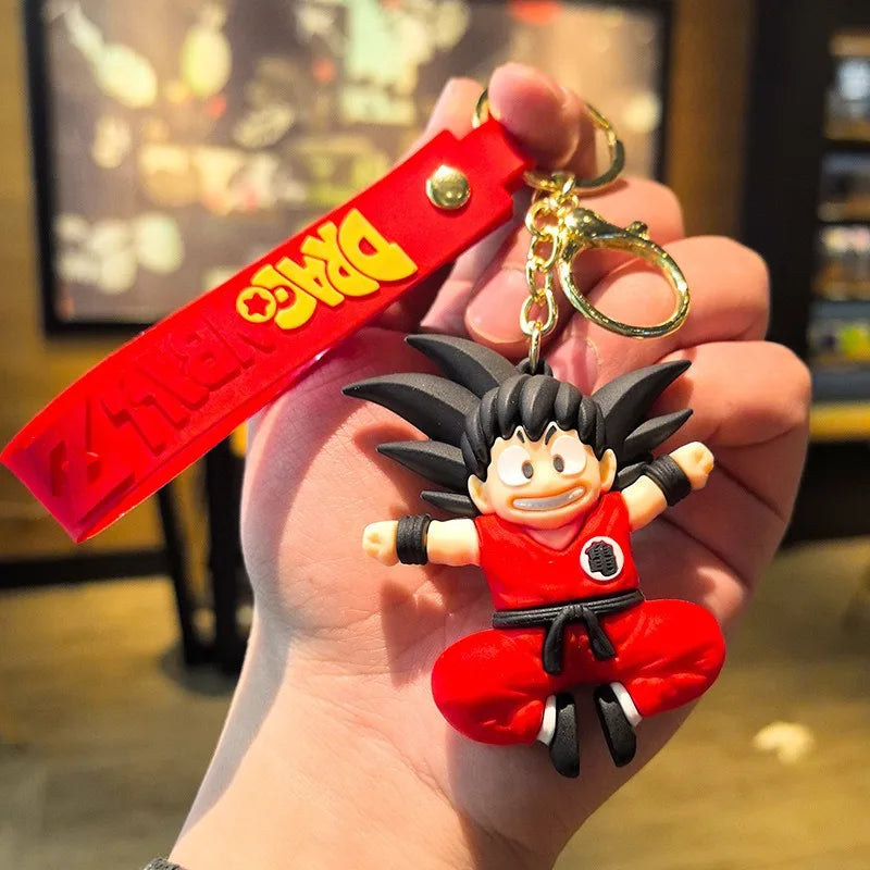Anime Dragon Ball Keychain Fashion Jewelry Son Goku Vegeta Piccolo Crystal Ball Resin Action Figures PVC Key Ring Bag Pendant