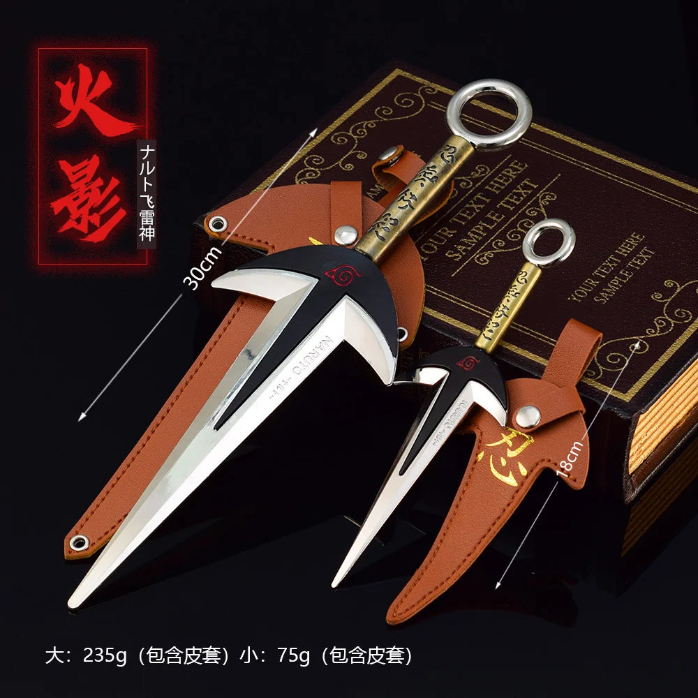 18cm/30cm Naruto Namikaze Minato Weapon The Art of FlyThunder God Kunai Metal Craft Model with Holster Desk Ninja Ornaments Toys