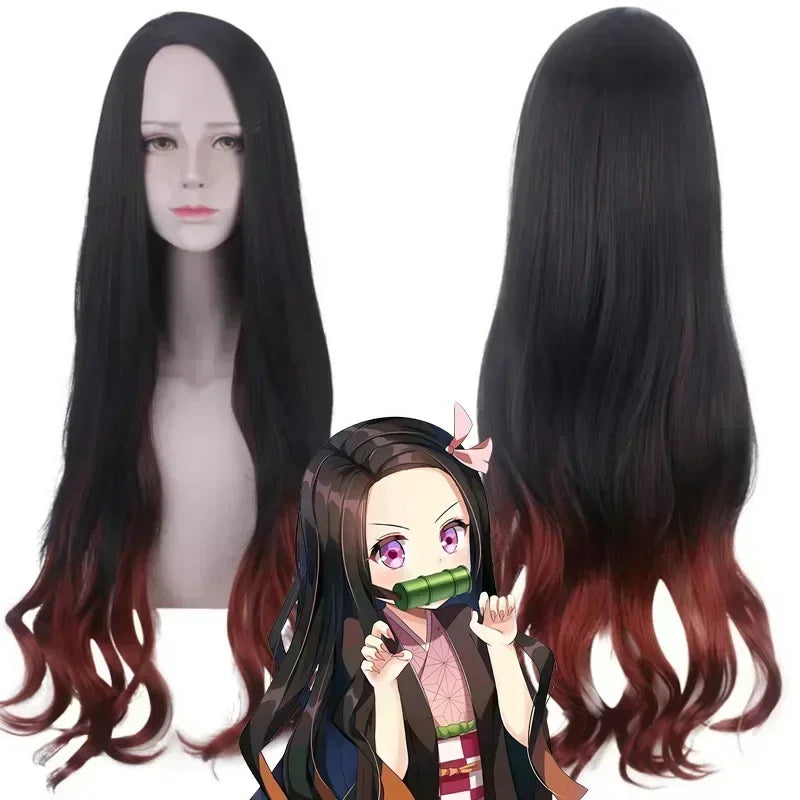 2025  Kamado Nezuko Cosplay Kostuum Anime Kimono Kamado Nezuko Pruik Uniform Halloween Vrouwen Kinderkleding