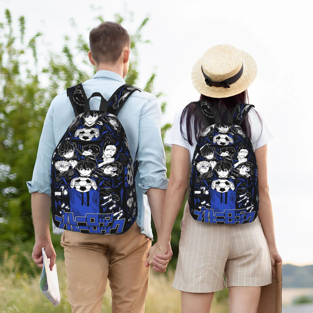 Fashion Blue Lock Football Anime Backpack  Mochilas Casual For Work Zipper Closure Rucksack