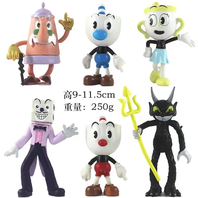 9-10cm 6pcs/Lot Cuphead Mugman The Chalice PVC Action Figure Model Toys Cute Cartoon Doll Gifts For Kid Children Christmas