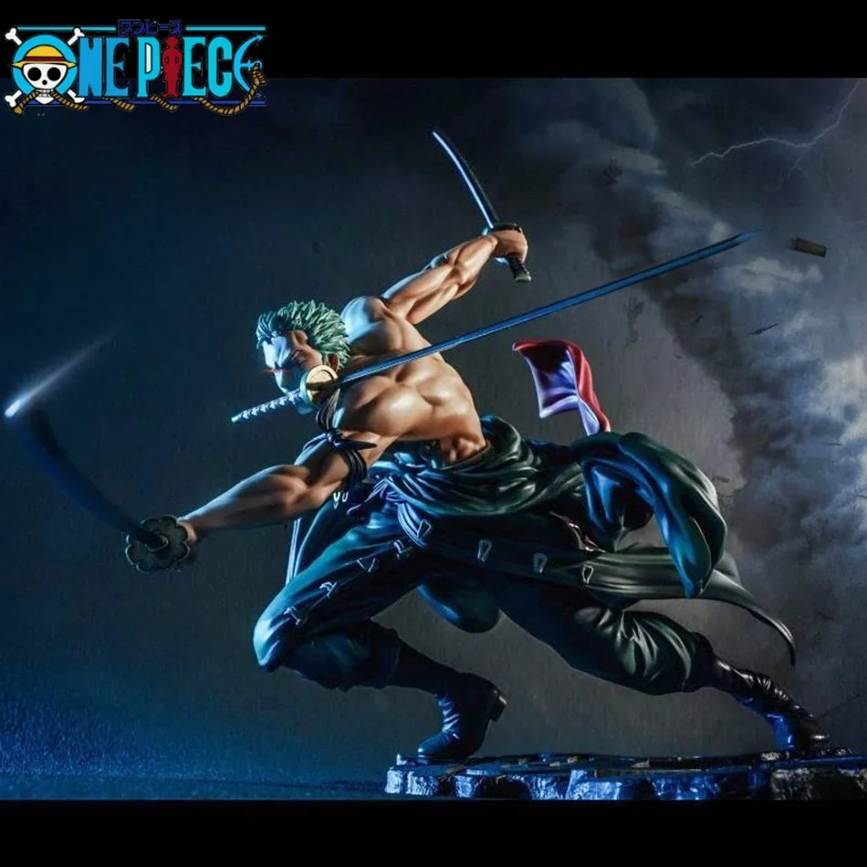 One Piece Action Figure Three-Knife Fighting Skill Roronoa Zoro Anime Model Decorations PVC Toy Gift