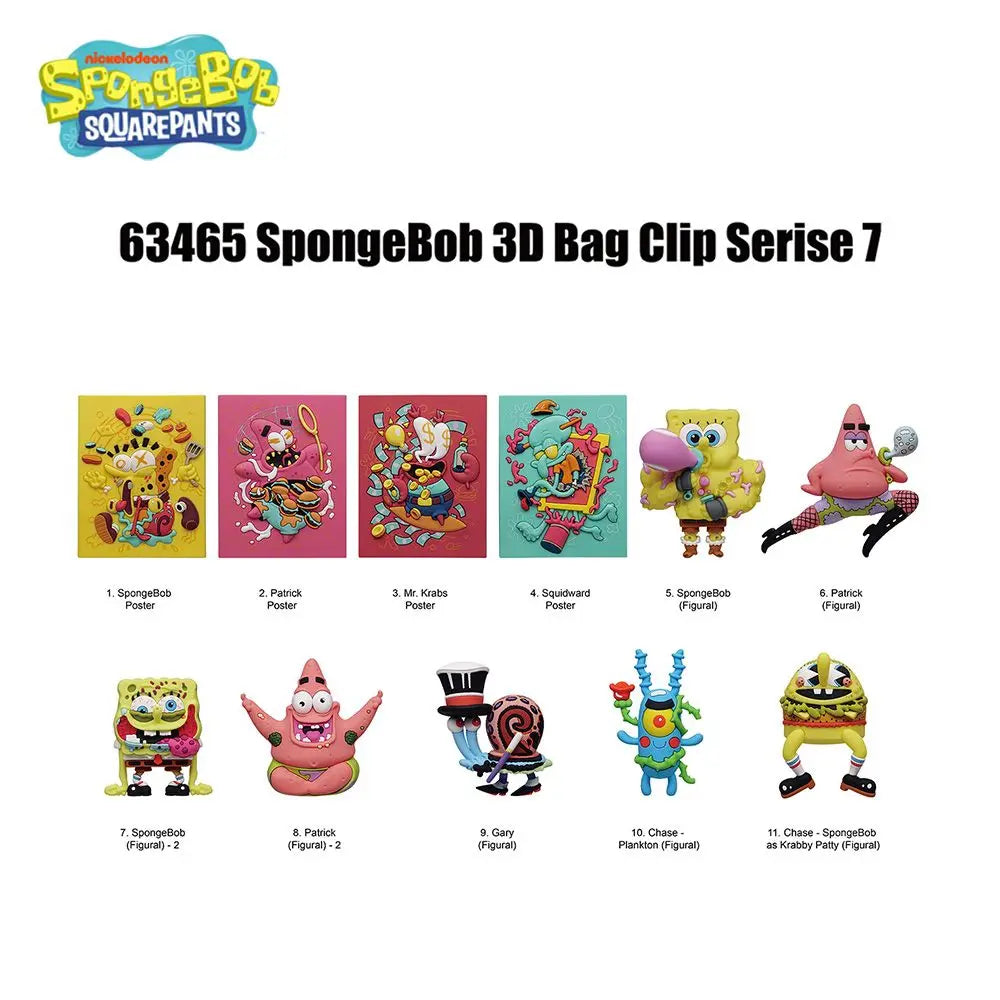 Random 1PC SpongeBob Officially Licensed PVC Blind Bag 3D Figure Bag Clip Keychain SpongeBob Patrick Squidward Collectible Toys