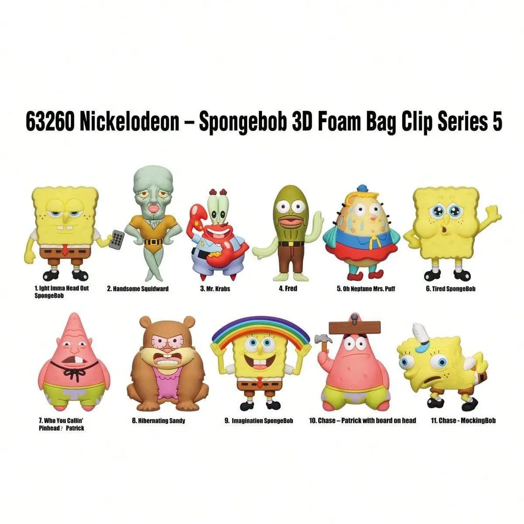 Random 1PC SpongeBob Officially Licensed PVC Blind Bag 3D Figure Bag Clip Keychain SpongeBob Patrick Squidward Collectible Toys