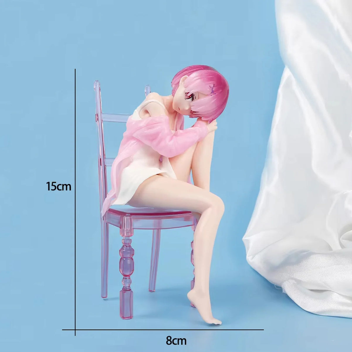 Rem Ram Emilia Anime Character Figure Statue, Detailed Painted Desktop Collectible Ornament for Shelf Display & Gifting