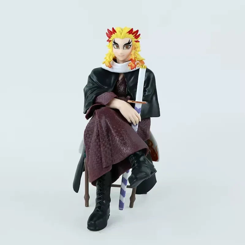 2pcs Demon Slayer Tomioka Giyuu Rengoku Kyojuro Sitting Bachelor Gown Anime Figure Set Home Ornament Collectable Model Toy Gifts