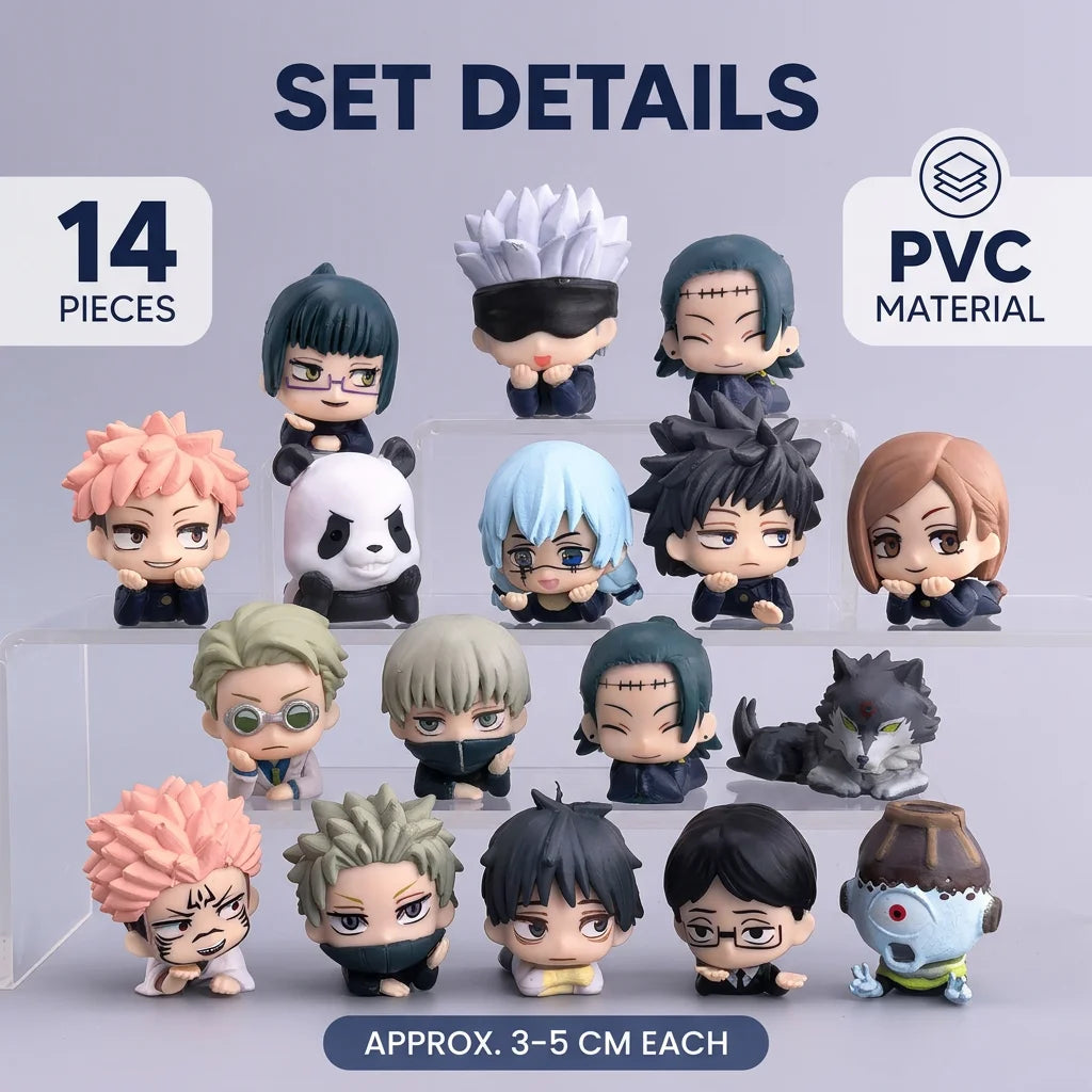 14pcs Anime 7pcs  Jujutsu Kaisen Satoru Kugisaki Sukuna Geto Suguru Gojo Itadori Yuji Megumi Figure Cute Toys Collection Model