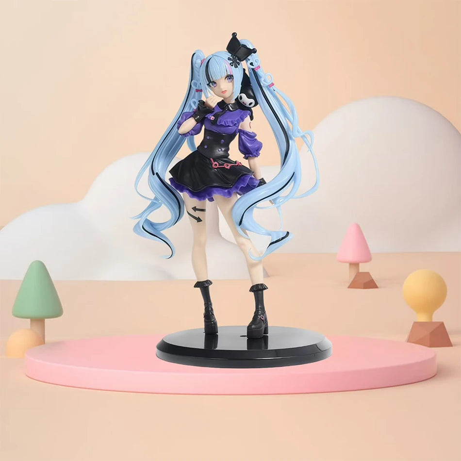 21CM Hatsune Miku X Cinnamoroll Raccoon Demon Kuromi Kawaii Anime Peripheral Figure PVC Action Figure Model Doll Toy Gift