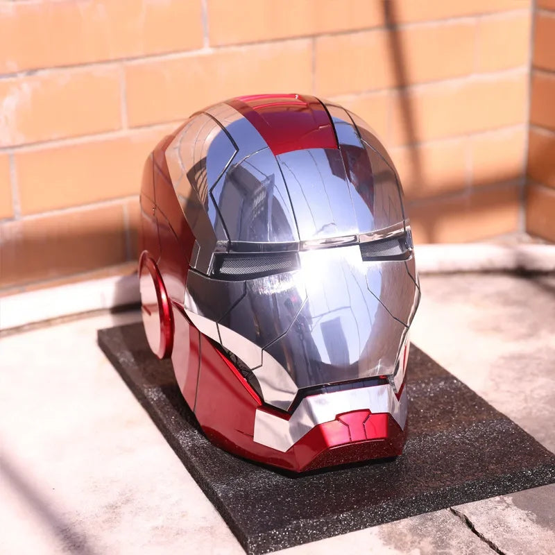 Marvel 1:1 Iron Man Mk5 Jarvis Helmet Remote Voice Control Auto Helmet Mask With Led Light Figure Boy Christmas Birthday Gift