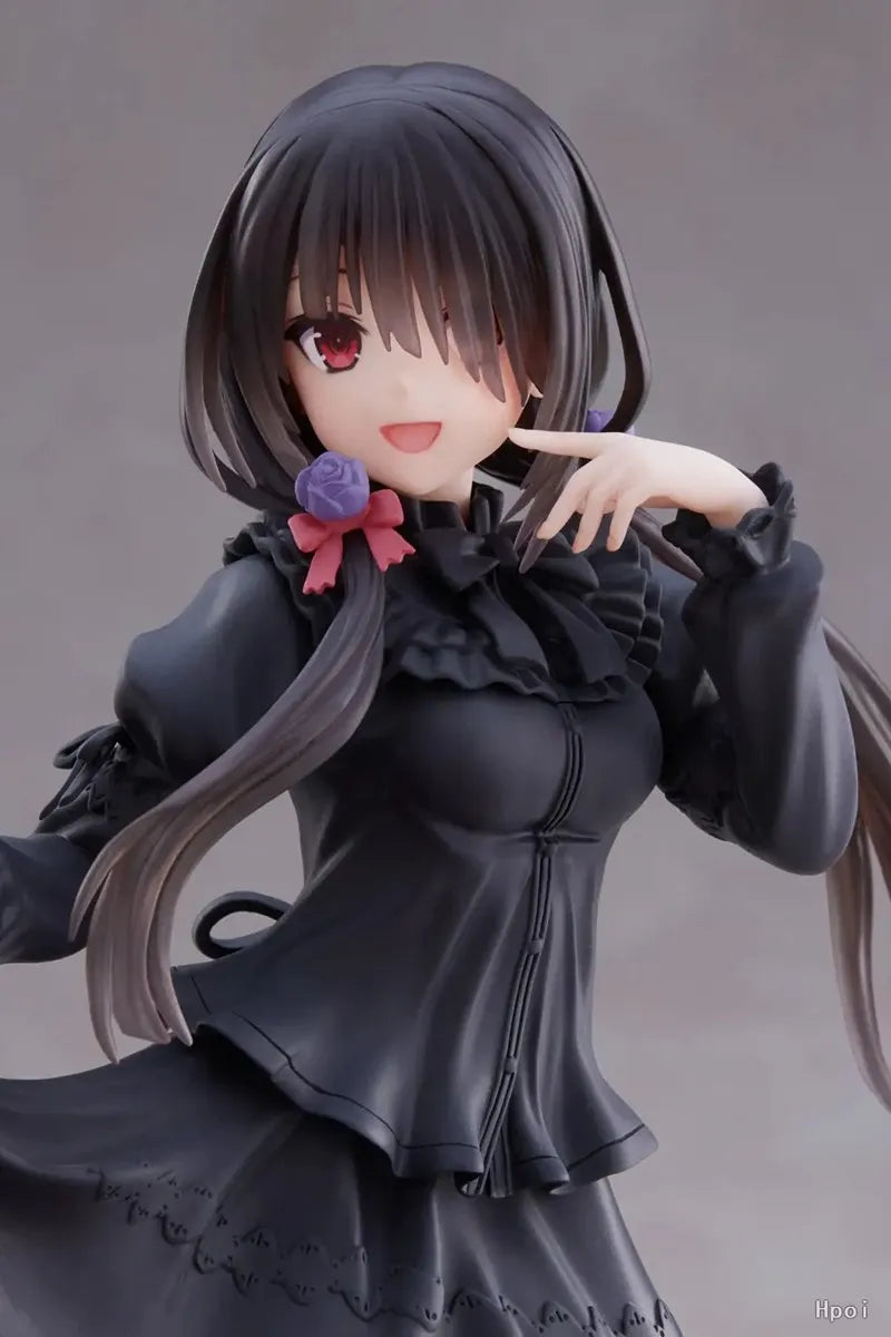 18CM DATE A LIVE Tokisaki Kurumi Anime Figure Cute Girl Model Toy PVC Black Dress Dress-Up Standing Model Car Interior Ornament