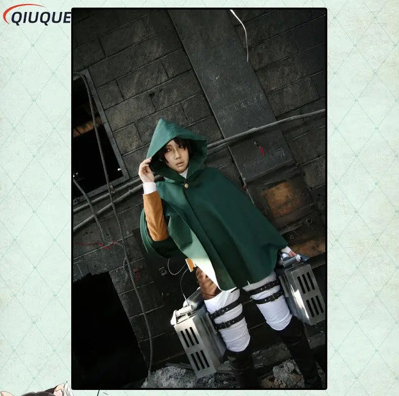 Eren Mikasa Cosplay Costume Anime Cloak Shingeki no Kyojin Scout Legion Printing Cape Jiyuu no Tsubasa