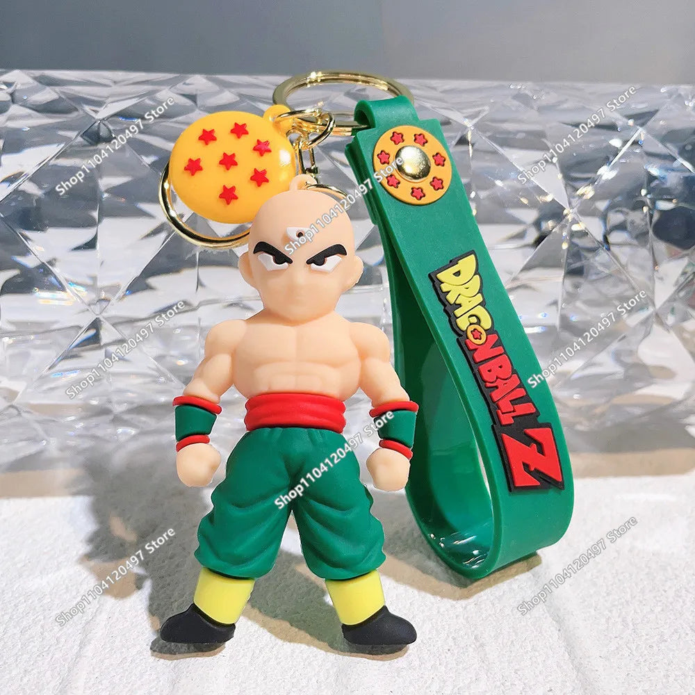 Anime Dragon Ball Keychain Fashion Jewelry Son Goku Vegeta Piccolo Crystal Ball Resin Action Figures PVC Key Ring Bag Pendant