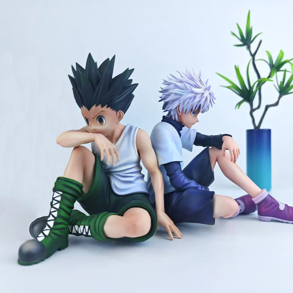 12cm HXH Anime Figures Killua Zoldyck GON FREECSS Sitting Action Figures PVC Model Toy Adult Collection Statues Children Gifts