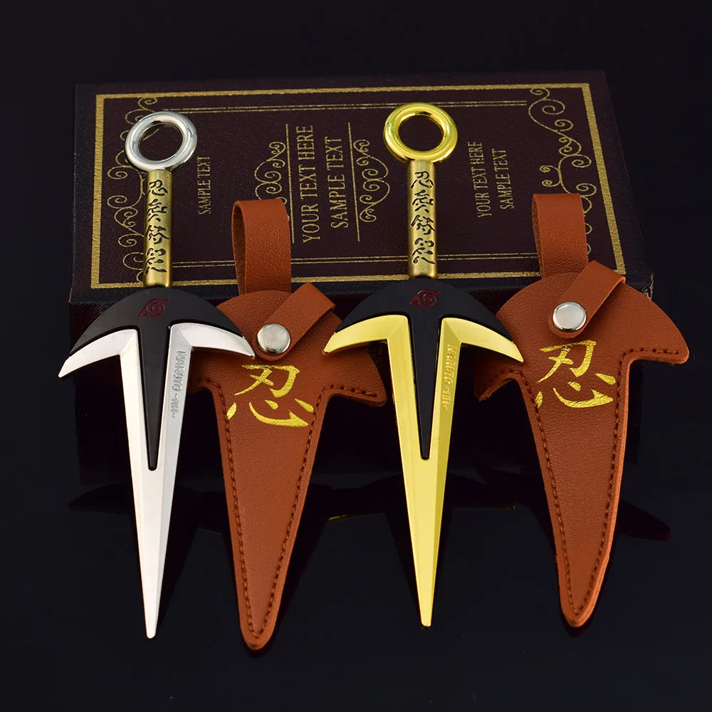 18cm/30cm Naruto Namikaze Minato Weapon The Art of FlyThunder God Kunai Metal Craft Model with Holster Desk Ninja Ornaments Toys