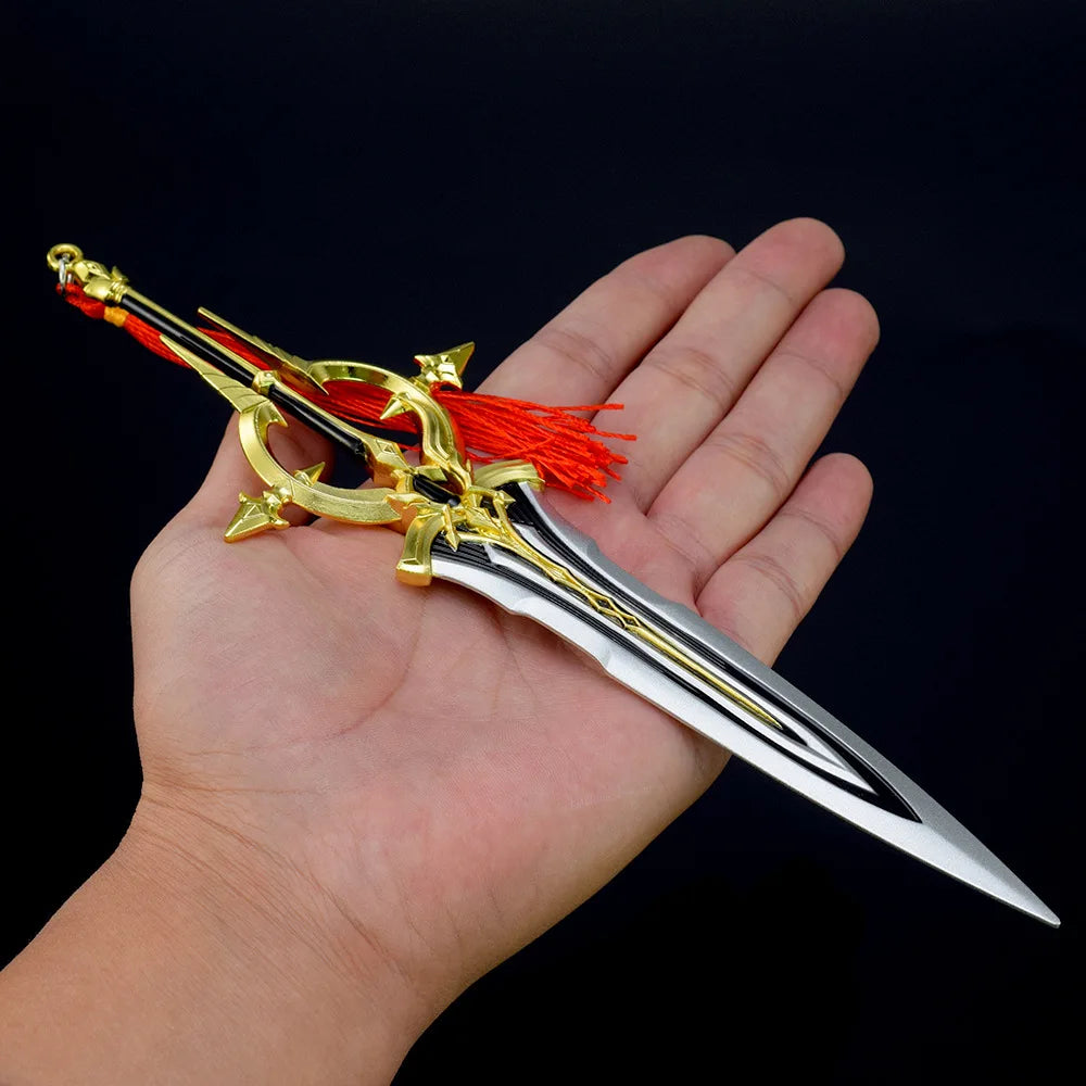 King of Glory Game Peripheral Weapon 22cm Character Kai Silver White Aria Zinc Alloy Weapon Model Ornaments Collection Gift Toys