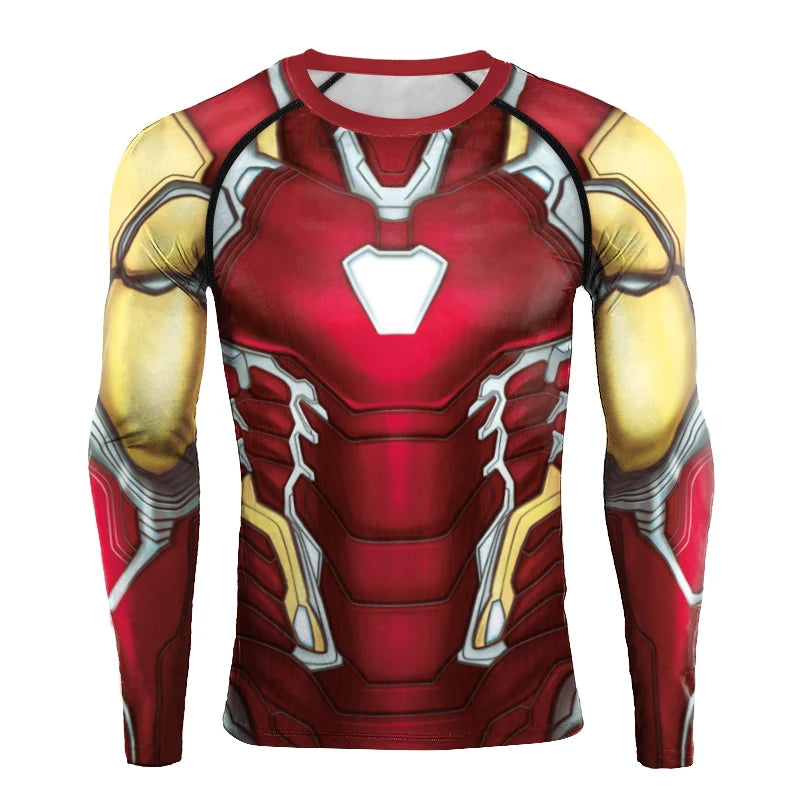 [You're My Secret] Anime Superhero Cosplay Costume Long Sleeves Armor Print Compression Shirt Workout Fitness Summer Clothing