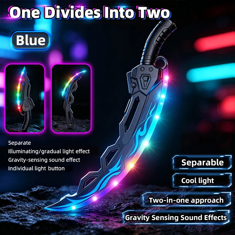 Lightsaber Sword Toy Dual Splicable Luminous Moon Blade with Sound Effect 7 Adjustable RGB Light Modes for Cosplay Party Gift