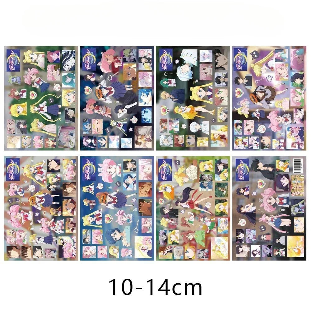 8 pcs Sailor Moon anime cut film cute girl heart water ice moon sticker kawaii cartoon animation collage waterproof sticker gift