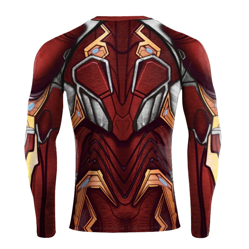 [You're My Secret] Anime Superhero Cosplay Costume Long Sleeves Armor Print Compression Shirt Workout Fitness Summer Clothing