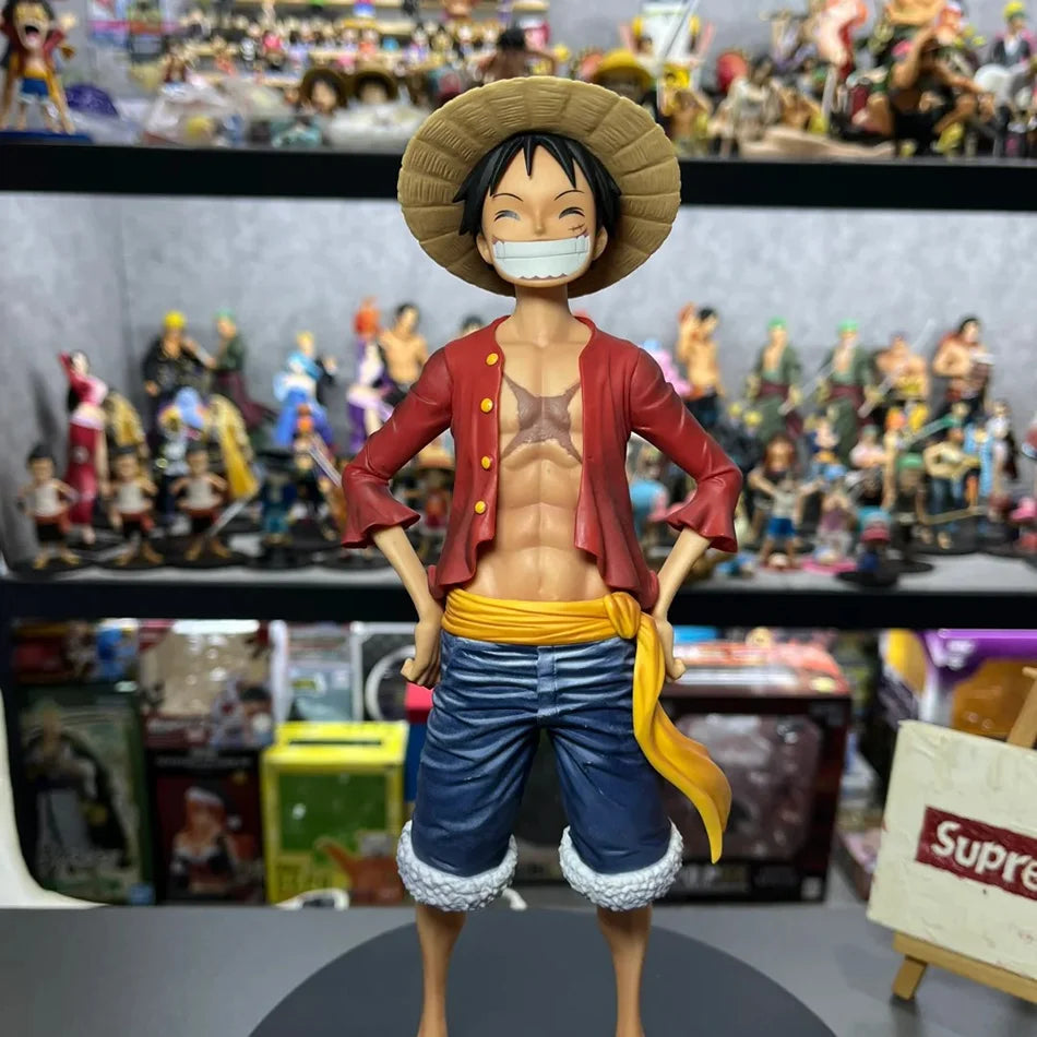 New 28cm One Piece Anime Figure Confident Smiley Luffy Three Form Face Changing Doll Action Figurine Model Toys Birthday Gifts