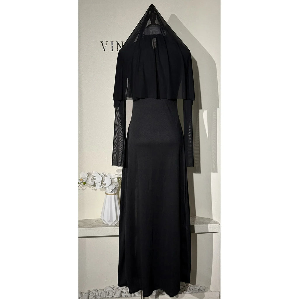 New Anime Cosplay Costume Sexy Nun Dress Women Fancy Gothic Robe Long Black Uniform Adult Party Carnival Themed Events