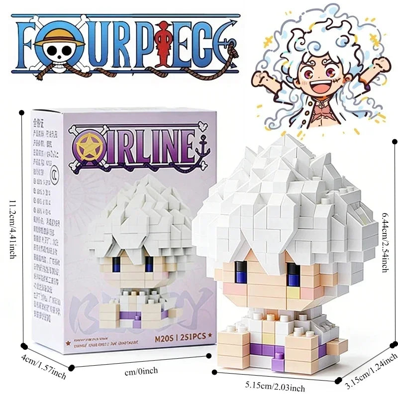 ONE PIECE Sun God Nika Luffy Micro Building Block Chopper Ace Buggy -3D Anime Model Assembly Mini Bricks Figure Toys For Gift